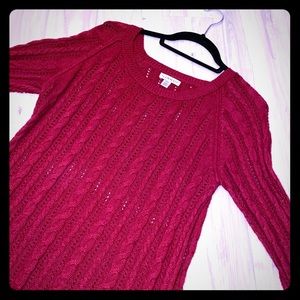 Pinhole Sweater. HANNAH . Women's Lg - Burgundy
